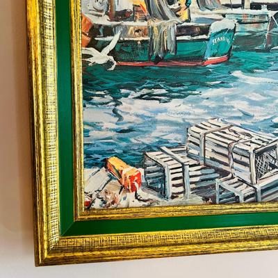 Large Vintage Framed Print on Board 28"