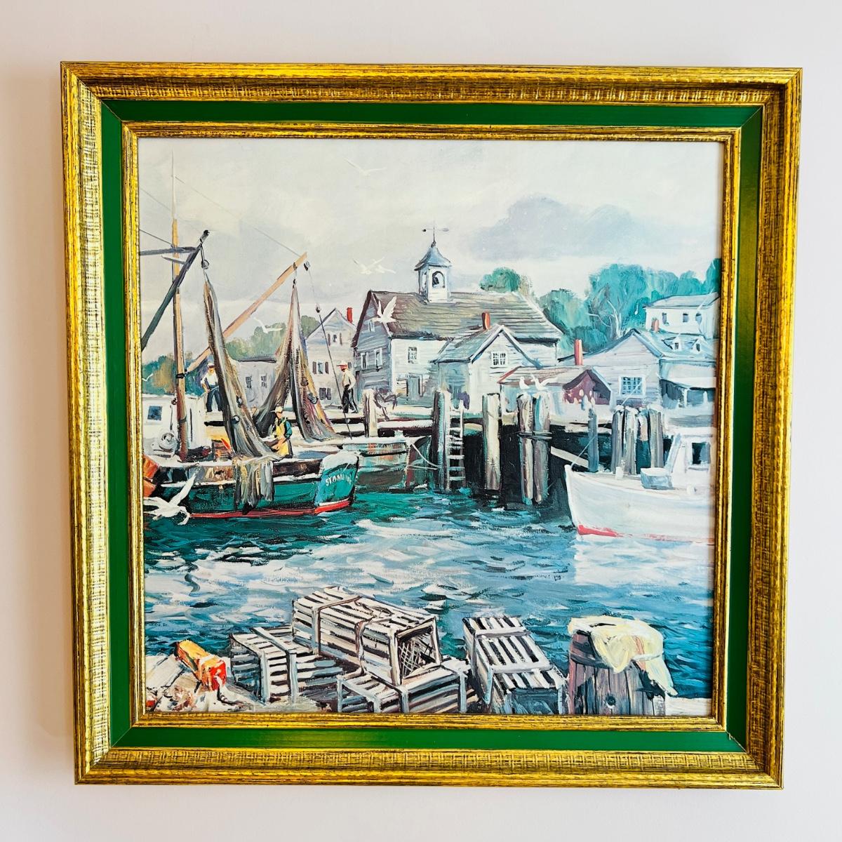 Large Vintage Framed Print on Board 28"