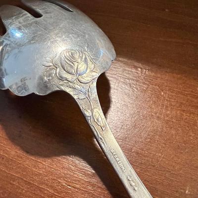 Antique Sterling Silver Serving Fork