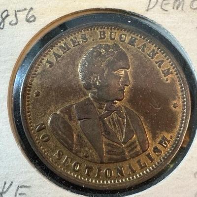 Lot 140 antique James Buchanan campaign medalet