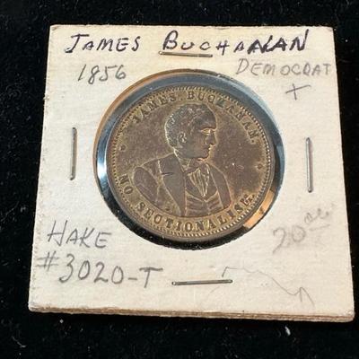 Lot 140 antique James Buchanan campaign medalet