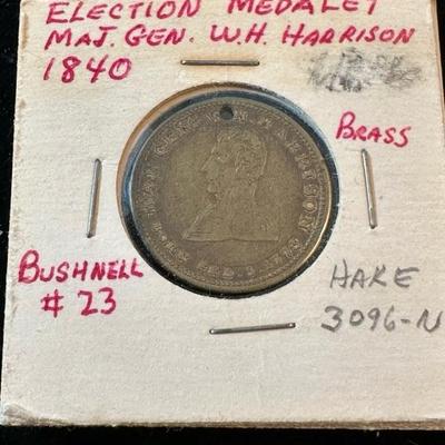 Lot 141 antique election medal at major general WH Harrison