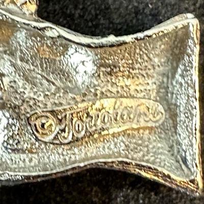 Lot 145 Tortolani Signed Falconry Pin Hawk Eagle Bird of Prey Falconer Glove Brooch 