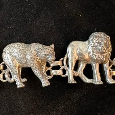 Lot 146, Sterling silver, wild animal bracelet