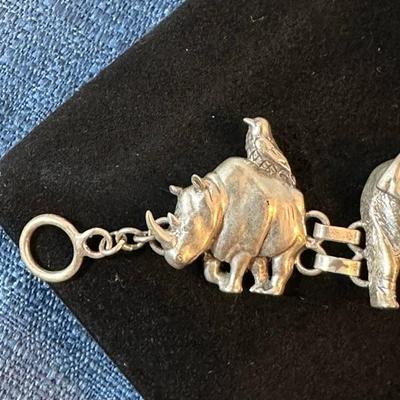 Lot 146, Sterling silver, wild animal bracelet
