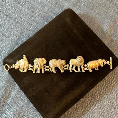 Lot 146, Sterling silver, wild animal bracelet
