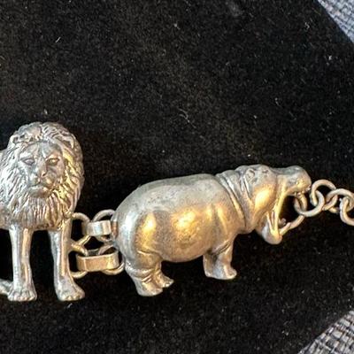Lot 146, Sterling silver, wild animal bracelet