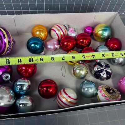 Antique Glass Christmas Ornaments, Mostly Round