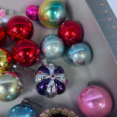 Antique Glass Christmas Ornaments, Mostly Round