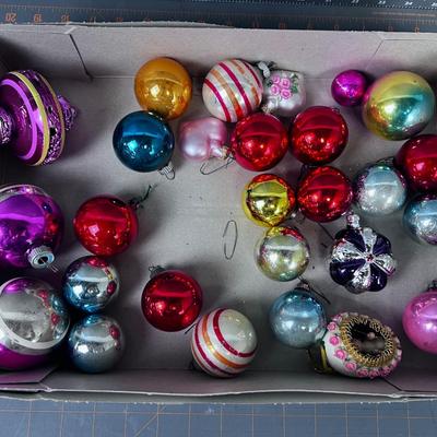 Antique Glass Christmas Ornaments, Mostly Round