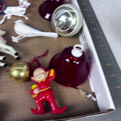 Antique Mixed Lot of Christmas Ornaments Mixed Glass And Plastic