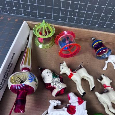 Antique Mixed Lot of Christmas Ornaments Mixed Glass And Plastic