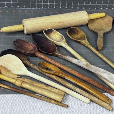 Vintage WOOD Kitchen Utensils