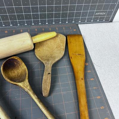 Vintage WOOD Kitchen Utensils