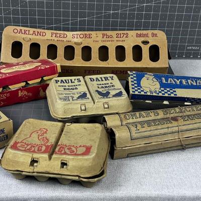 Vintage Cardboard EGG Cartons & Chicken Feeder