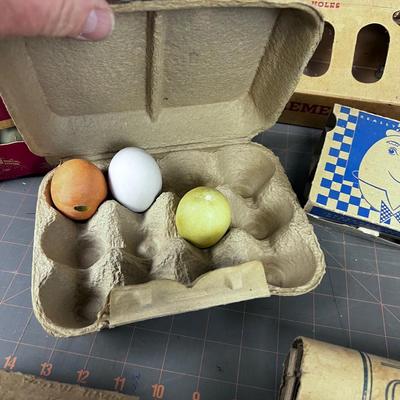 Vintage Cardboard EGG Cartons & Chicken Feeder