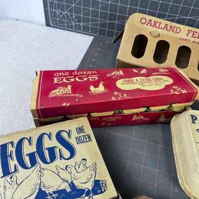 Vintage Cardboard EGG Cartons & Chicken Feeder