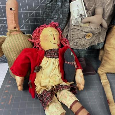 Hand Made Doll: Dress Form, Raggedy Ann, Keep of Blessing & Money Mint Bag Doll 