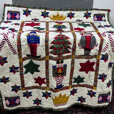 Christmas Trees and Nutcrackers QUILTED Throw