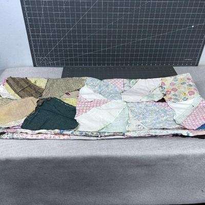 Crazy Quilt Top in Vintage Fabrics, Hand Sewn