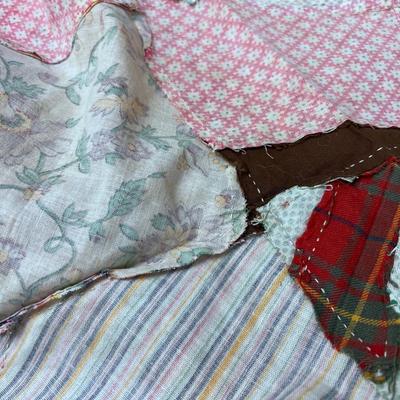 Crazy Quilt Top in Vintage Fabrics, Hand Sewn