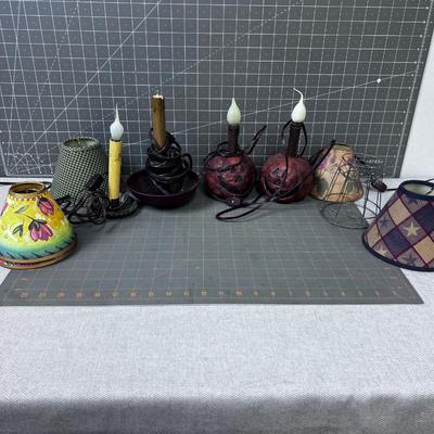 Lot of Small Lamps and Shades 