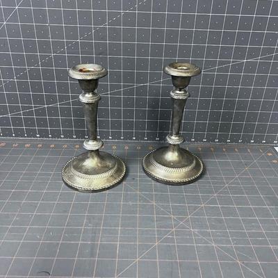 Silver Plated Candle Sticks (Pair) 