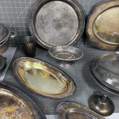 Silver Plate Serving Pieces (about 9 pieces) 
