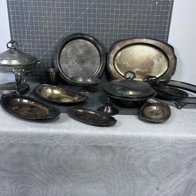 Silver Plate Serving Pieces (about 9 pieces) 