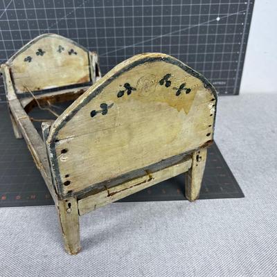 Antique Old Doll Bed White