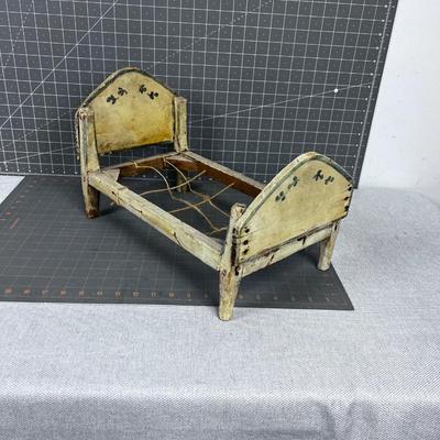 Antique Old Doll Bed White
