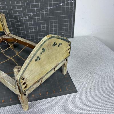 Antique Old Doll Bed White