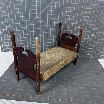 Antique Old Doll Bed Brown 4 Poster Bed 