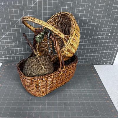 3 Antique Baskets. 