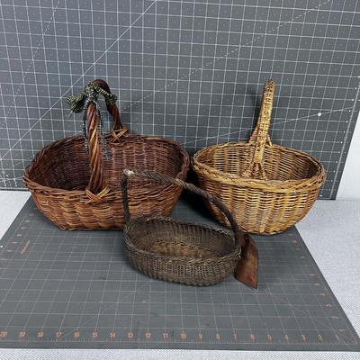 3 Antique Baskets. 