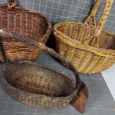 3 Antique Baskets. 