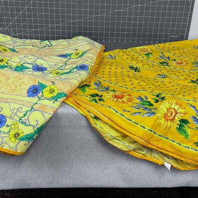 2 Yellow Spring Table Cloths - Round and Rectangle 