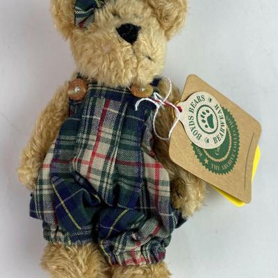 BOYDS BEAR 7" PLUSH DOLL PLAID JUMPER 