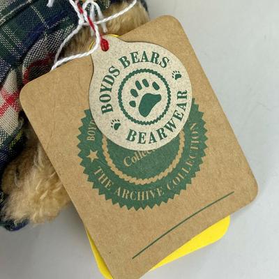 BOYDS BEAR 7" PLUSH DOLL PLAID JUMPER 