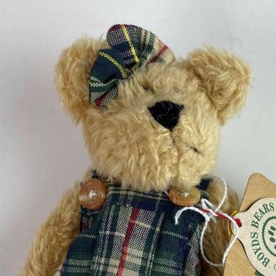 BOYDS BEAR 7" PLUSH DOLL PLAID JUMPER 