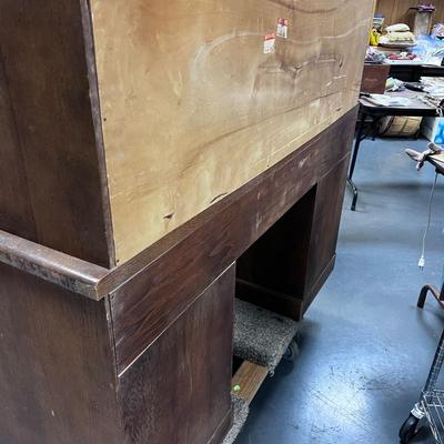 Fruit Wood Finish Roll Top Desk 