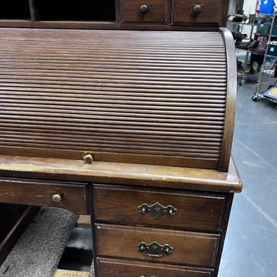 Fruit Wood Finish Roll Top Desk 