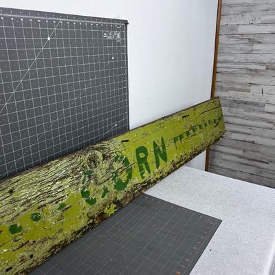 Vintage Rustic Celery Colored Sign "CORN" Hand painted