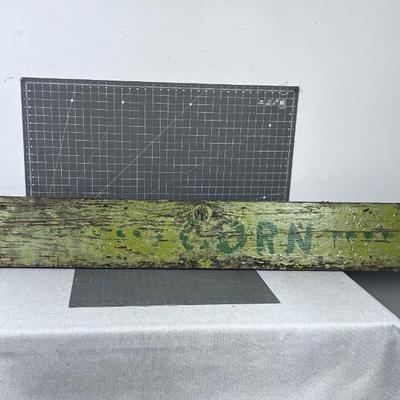 Vintage Rustic Celery Colored Sign "CORN" Hand painted