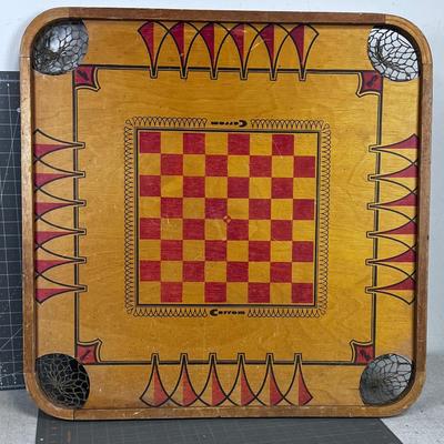 Carrom Game Board with Corner Net Baskets 