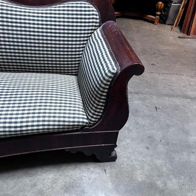 Empire Style Mahogany Green Gingham SOFA 