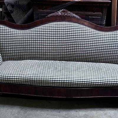 Empire Style Mahogany Green Gingham SOFA 