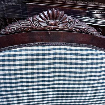 Empire Style Mahogany Green Gingham SOFA 