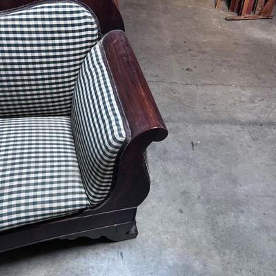 Empire Style Mahogany Green Gingham SOFA 