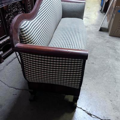 Empire Style Mahogany Green Gingham SOFA 